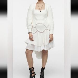 Zara 100% Cotton Asymmetrical Made In Turkey White Women's Sweater Size M